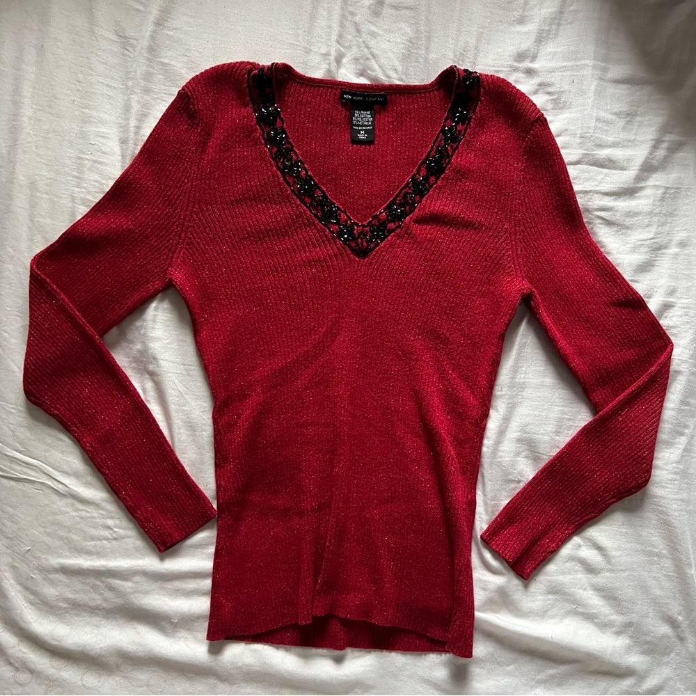 New York & Company sweater with black beading